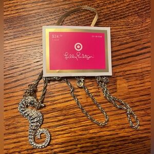 New NWT Lilly Pulitzer crystal-encrusted seahorse pendant necklace